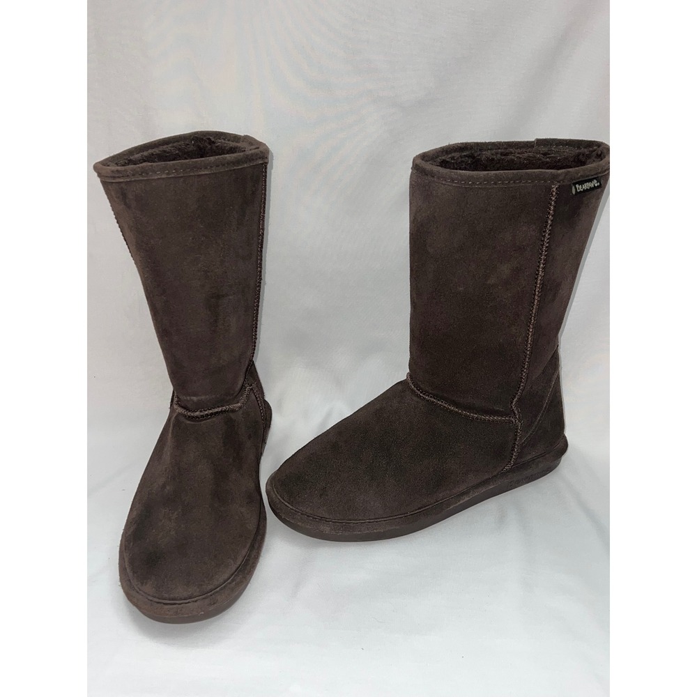 Bearpaw Emma Tall Brown Suede Wool Blend Lining Winter Boots Womens 9 6410W-EVA